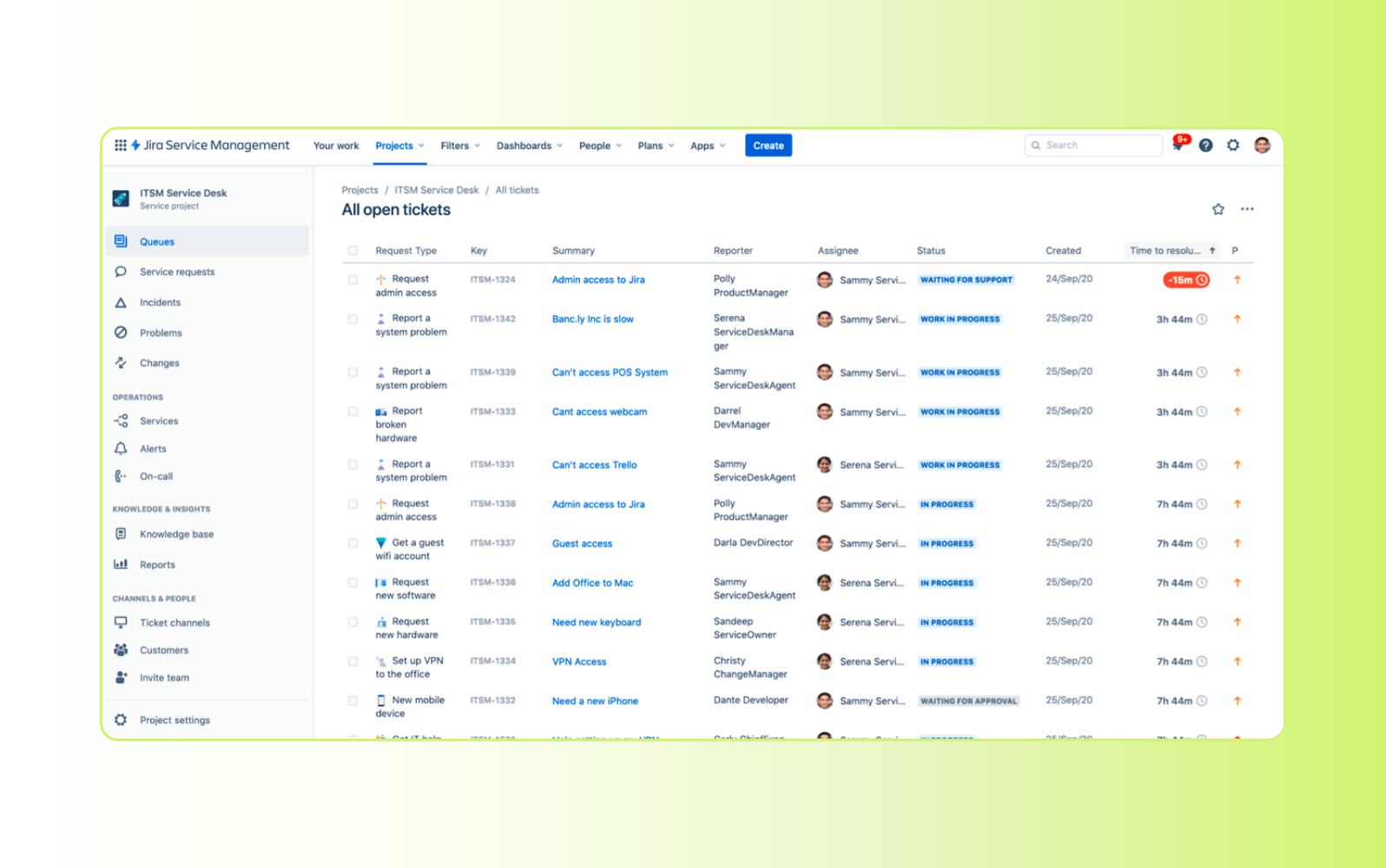 Screenshot of Jira small business help desk software.