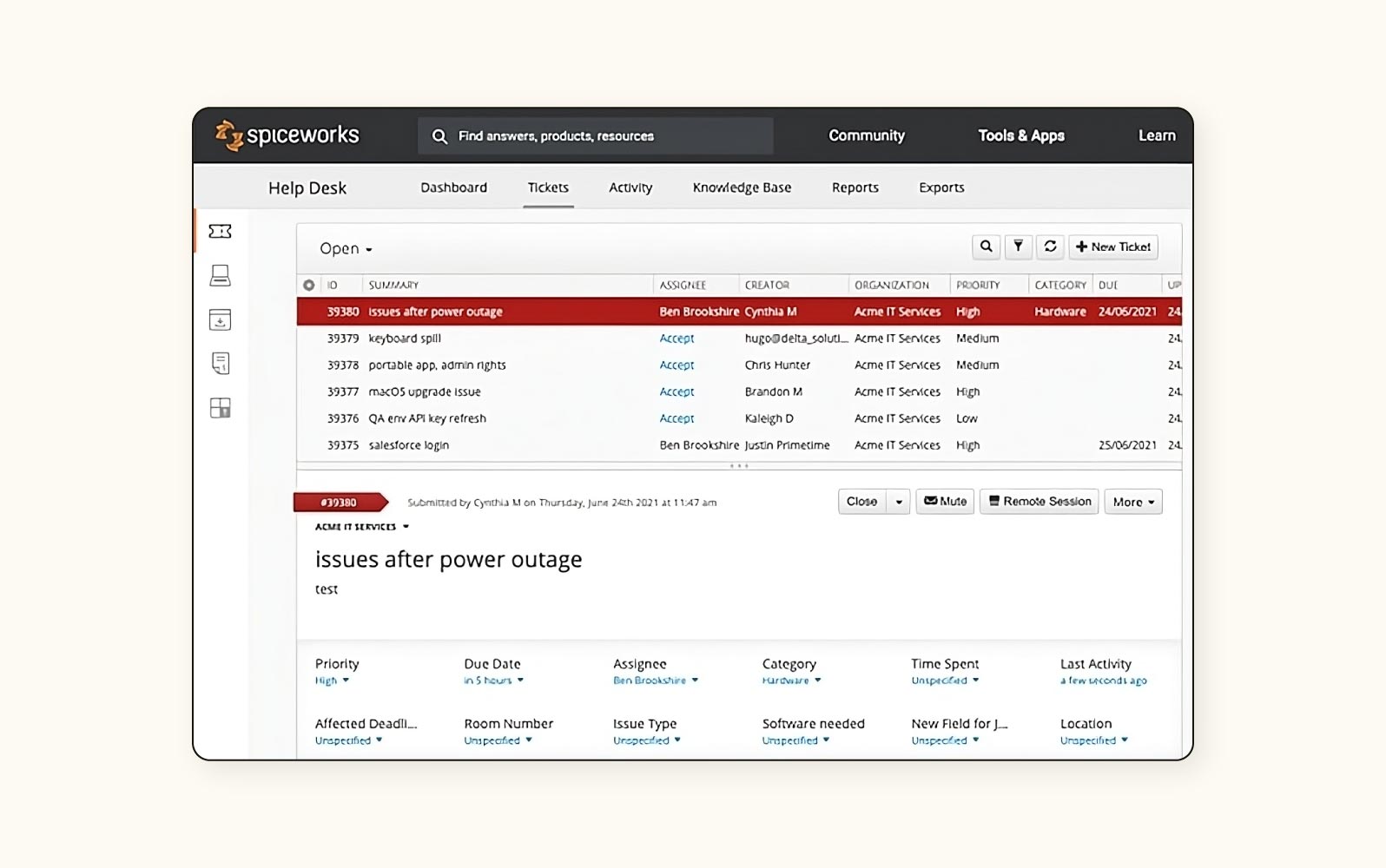 ITSM software from Spiceworks.