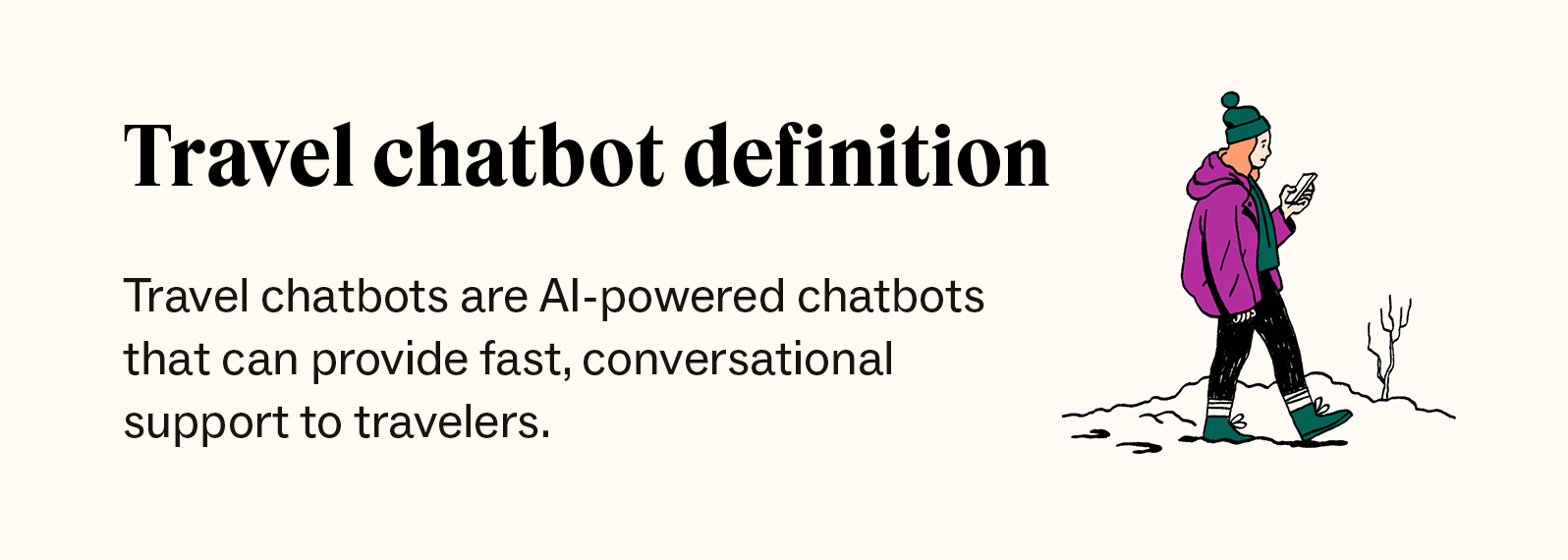 A graphic showcases the definition of a travel chatbot.