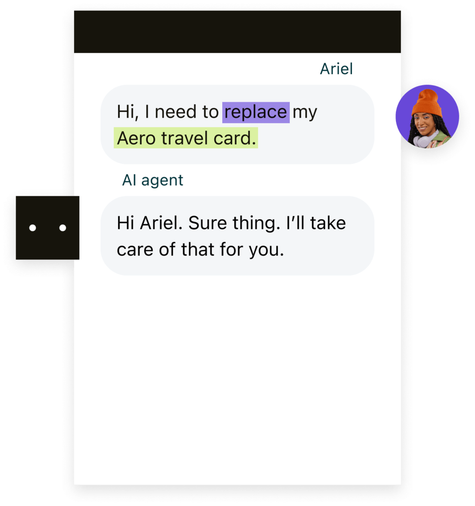 A screenshot of a Zendesk AI agent communicating with a customer.