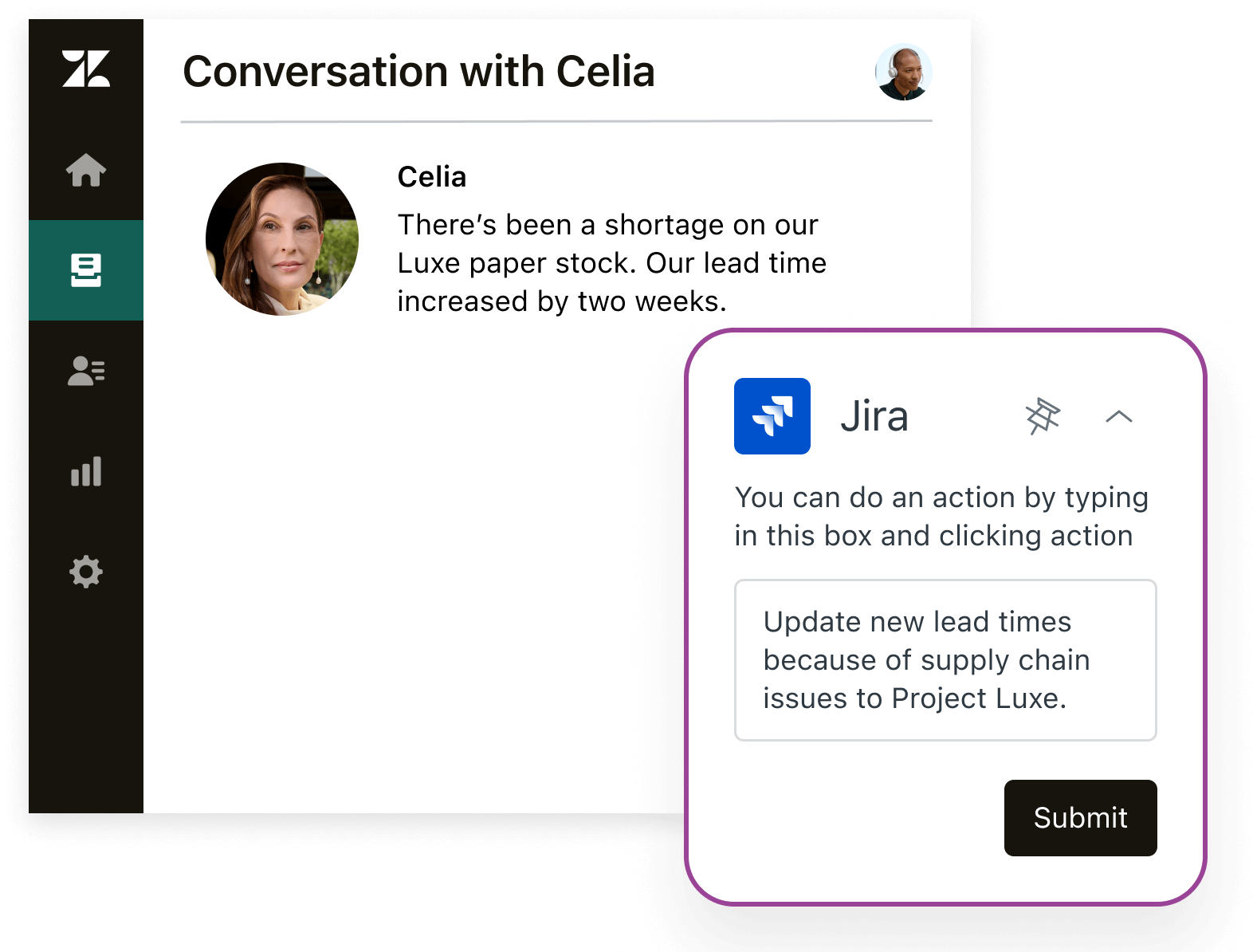 A product image of Zendesk Jira integration, available in the Zendesk Marketplace.
