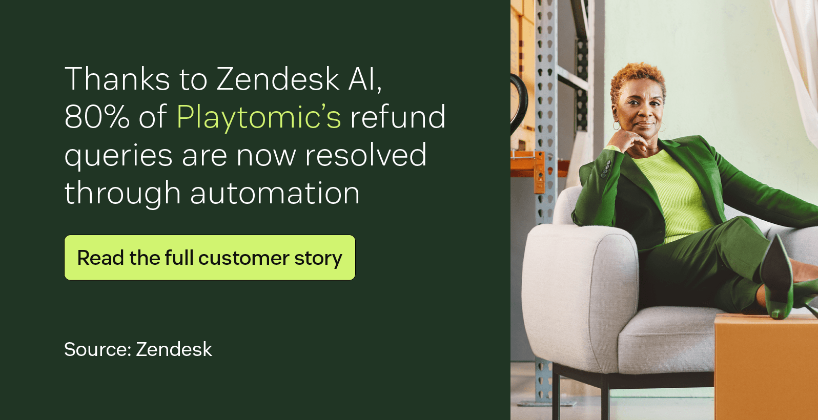 80 percent of Playtomic’s refund queries are resolved through automation with Zendesk.