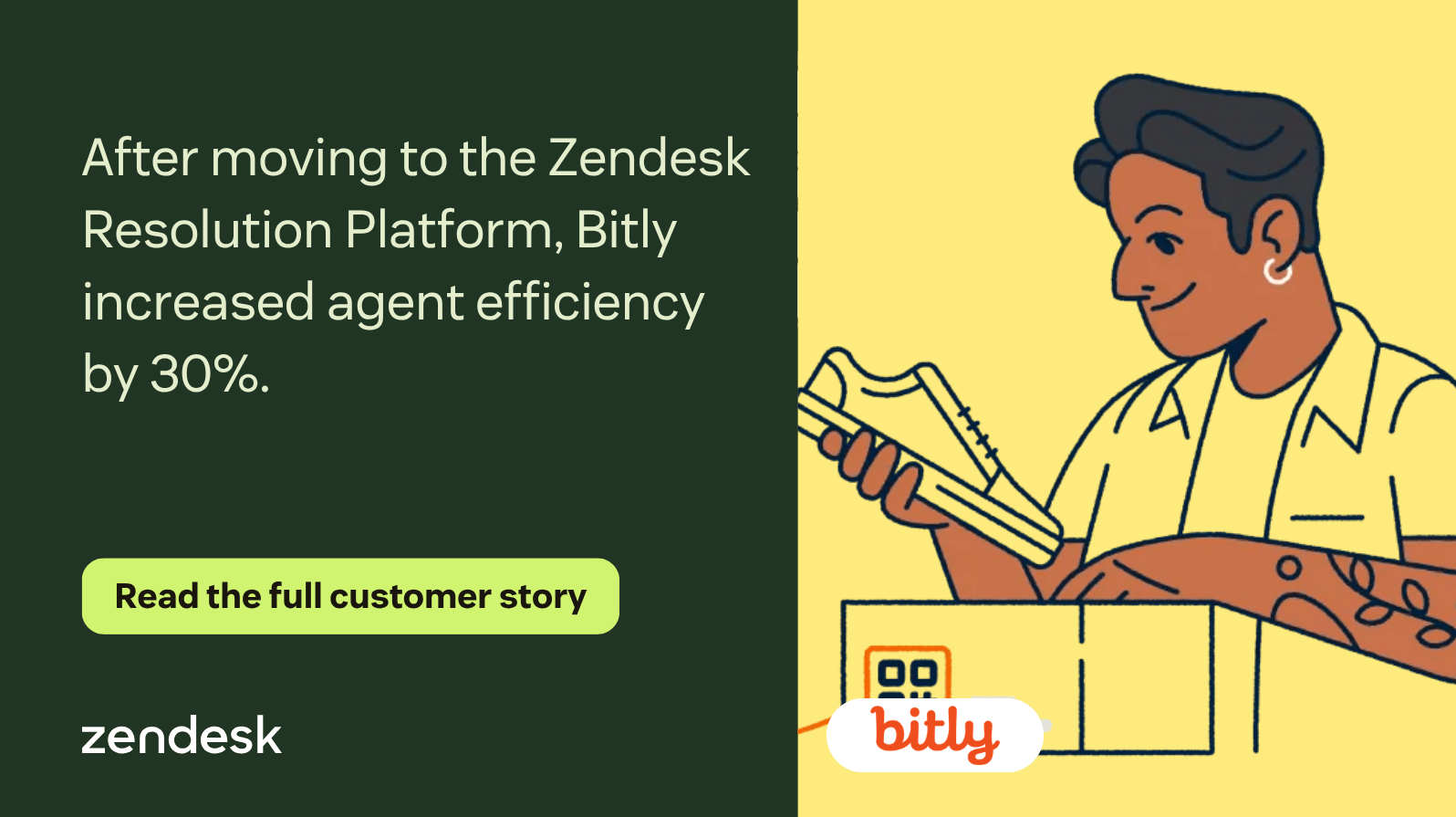 Erfolgsgeschichte von Bitly, die eine Steigerung der Effizienz der Servicekräfte um 30 % nach dem Wechsel zur Zendesk Resolution Platform zeigt.