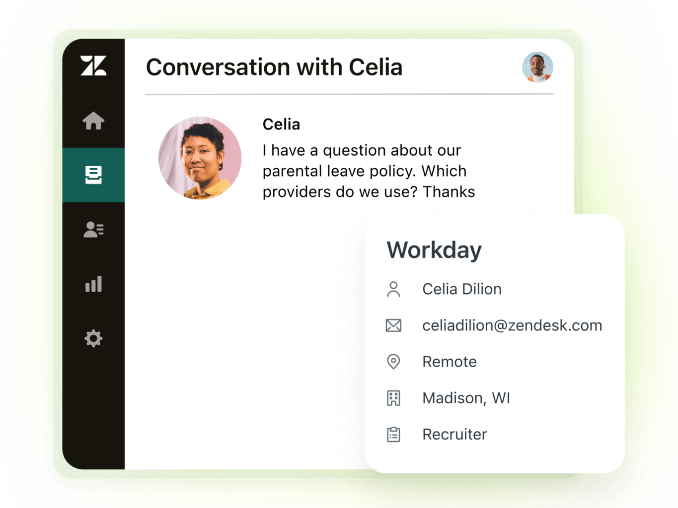 A screenshot showing how Zendesk integrates with Workday.