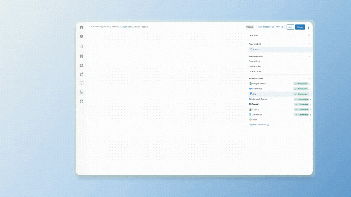 Action Builder dashboard