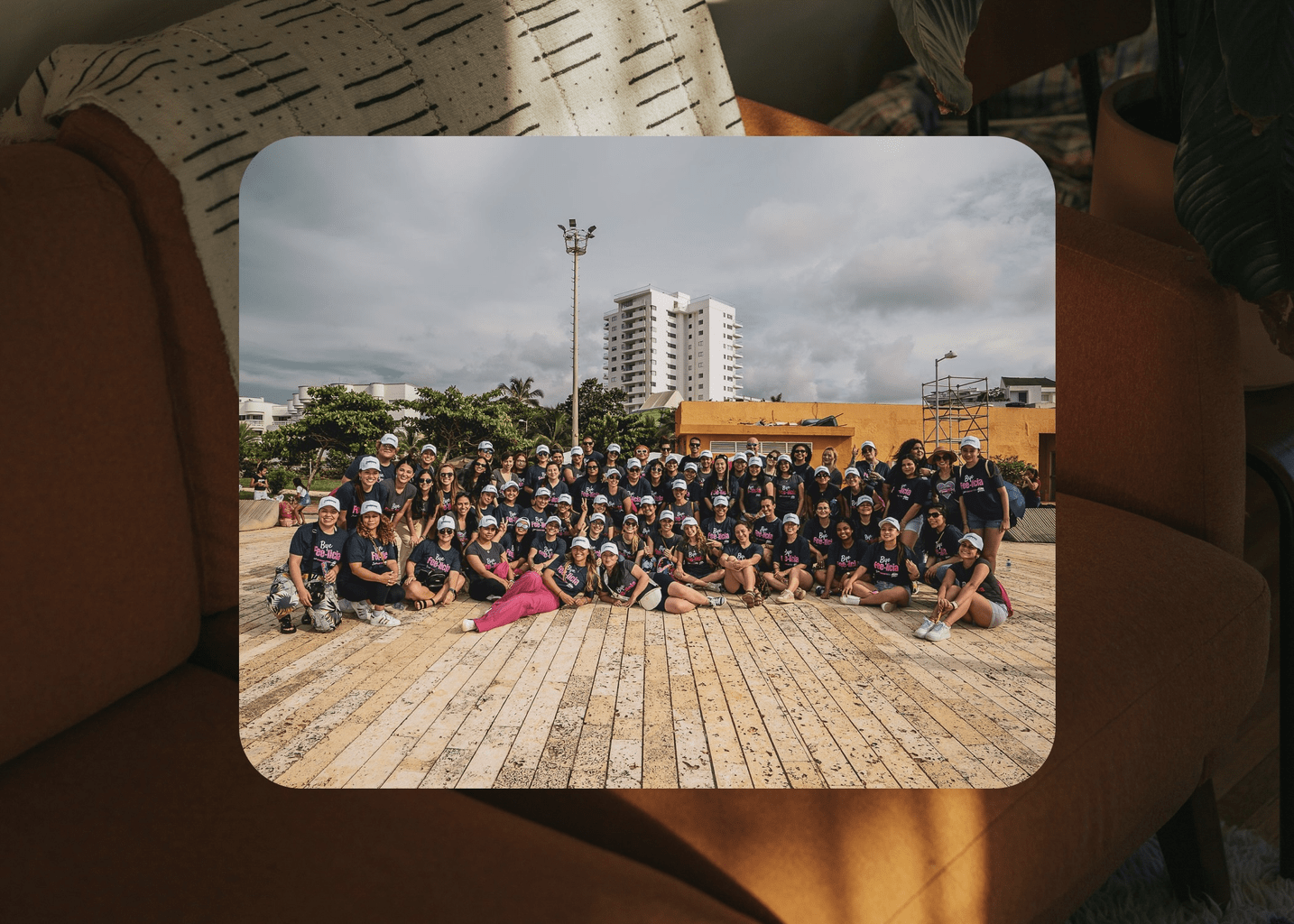 Furnished Finder employees outside on a deck