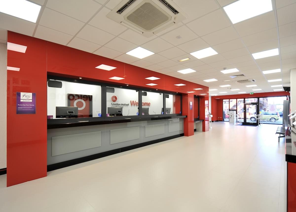 Interior of a branch of London Mutual Credit Union