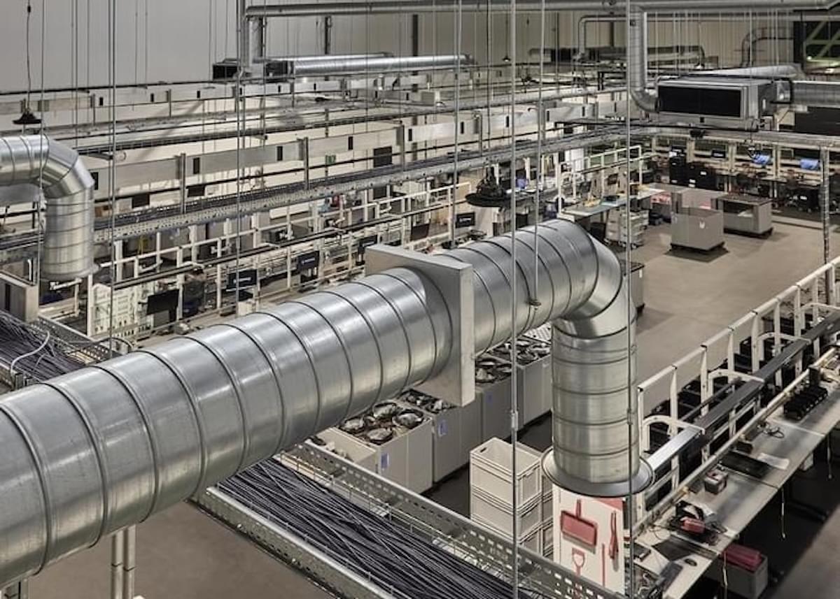 Overhead interior view of myenergi manufacturing plant