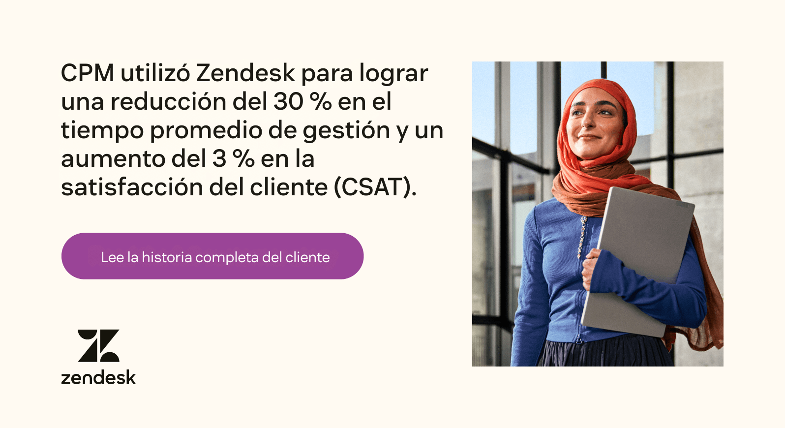 CPM usó Zendesk para lograr una reducción del 30 por ciento en el tiempo promedio de gestión y un aumento del 3 por ciento en CSAT.