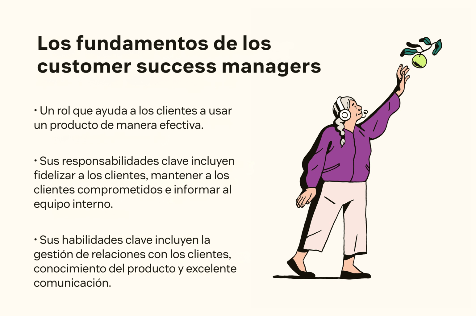 Lista con información clave sobre los customer success managers
