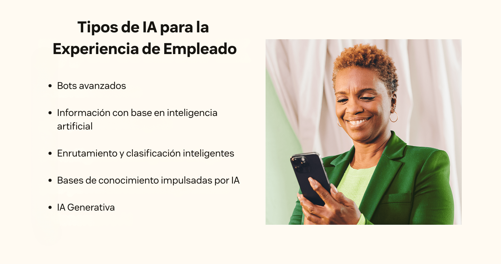 Gráfico que enumera los tipos de IA para la EX