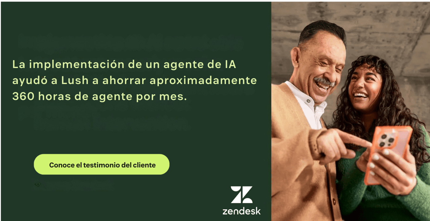 Visual que indica que implementar un agente de IA ayudó a Lush a ahorrar aproximadamente 360 horas de agentes al mes.