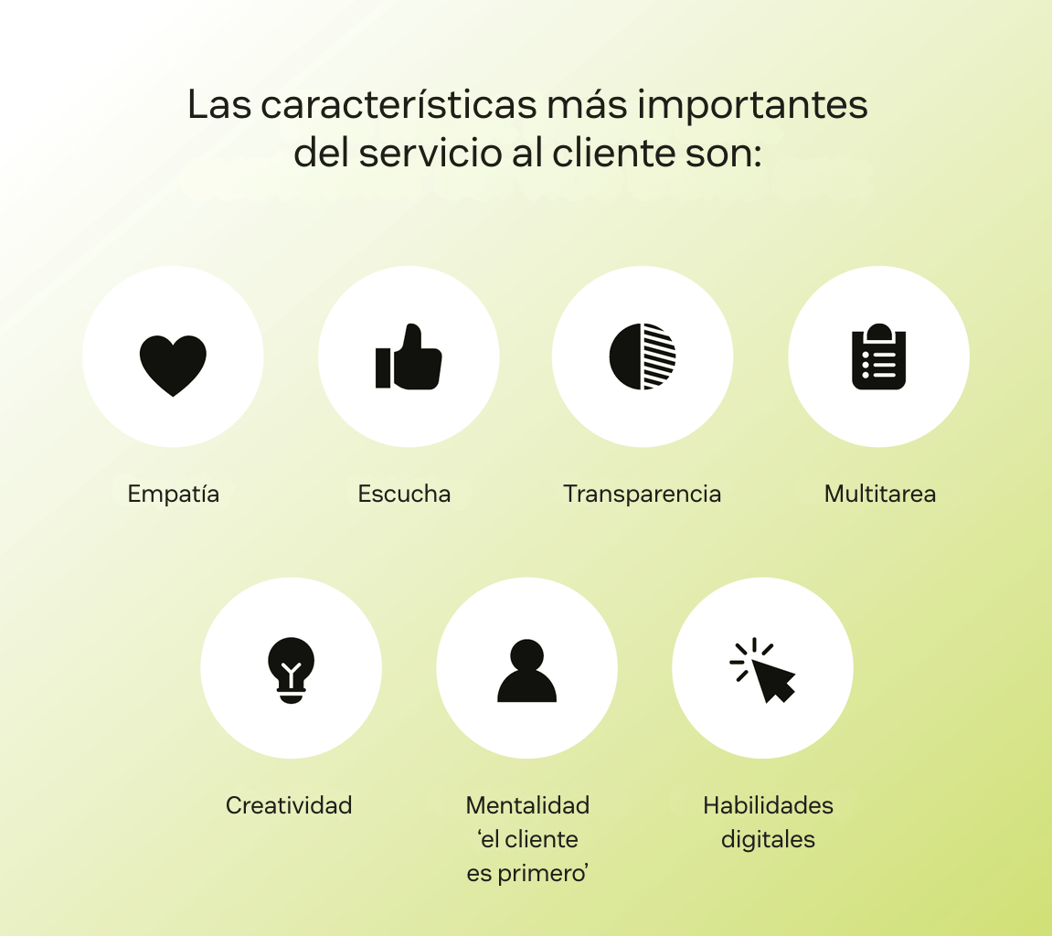 Las habilidades de servicio al cliente más importantes, como empatía, escucha y mentalidad customer-first.