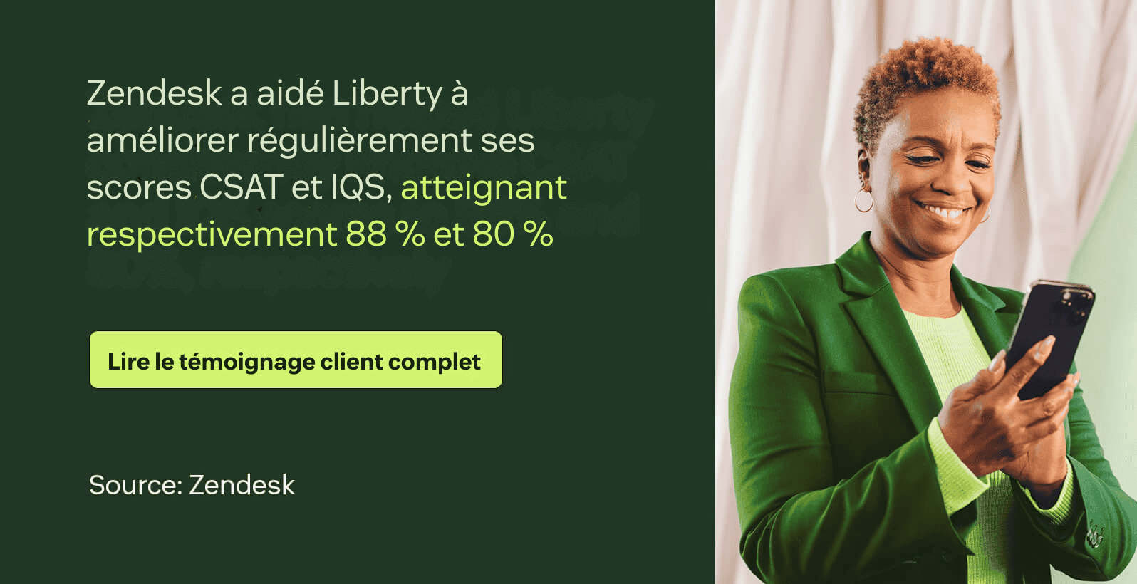 Zendesk a aidé Liberty à améliorer régulièrement ses scores CSAT et IQS, atteignant respectivement 88 % et 80 %.