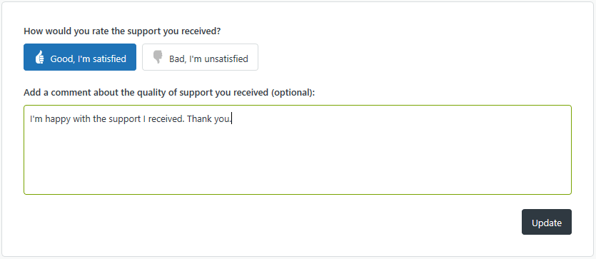 Customer satisfaction survey example