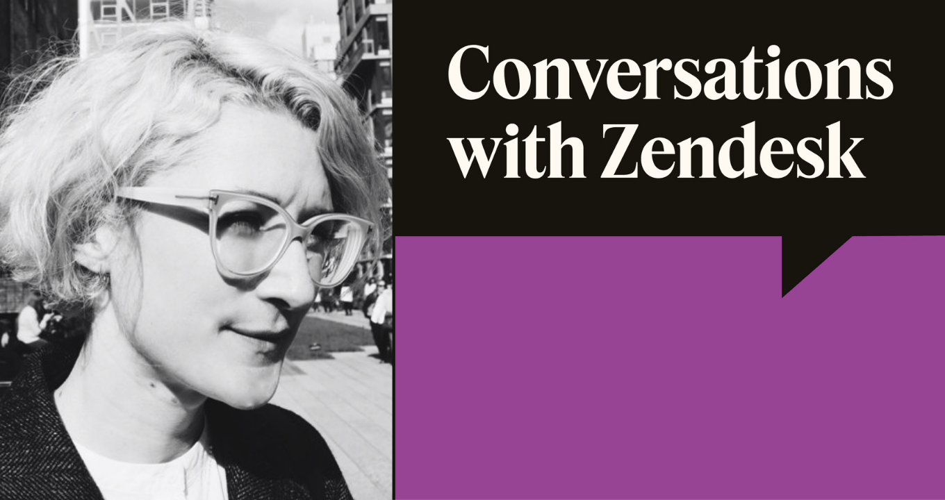 Conversations with Zendesk logo featuring Carine McGinnity