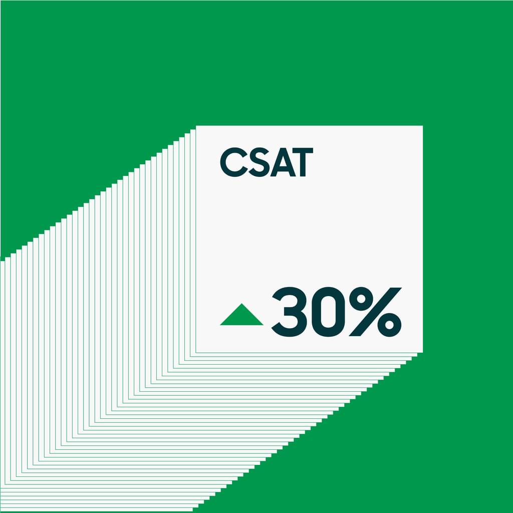 Stock ticker that says CSAT with arrow pointing up