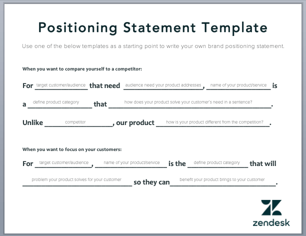 market positioning example in business plan