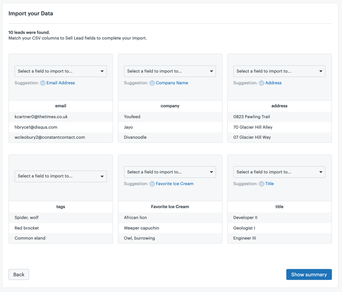 Datenimport Schritt 2