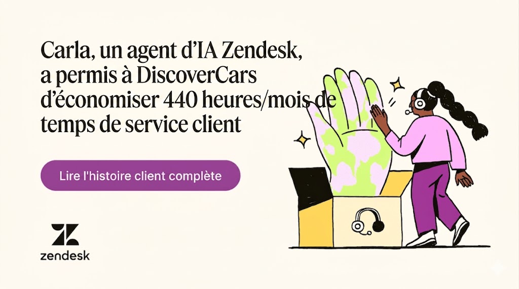 Carla, un agent Zendesk AI, a aidé DiscoverCars à économiser 440 heures par mois en temps d'assistance agent.