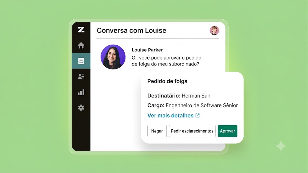 Captura de tela do help desk de RH da Zendesk em funcionamento.