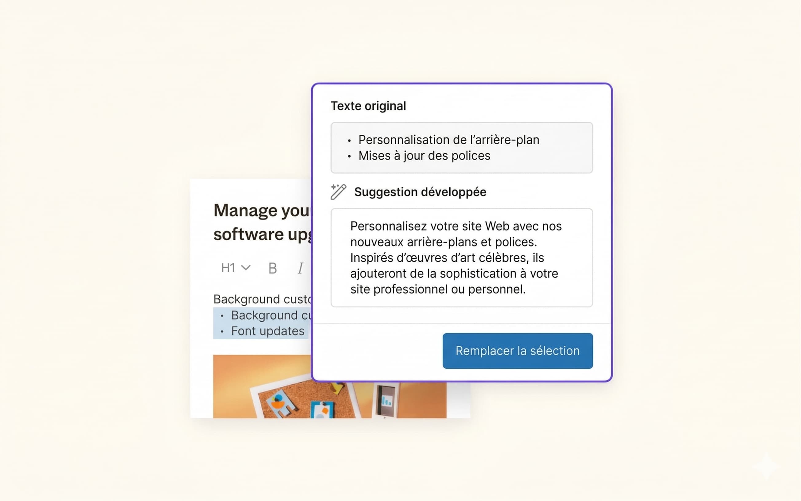 Création d'articles générative dans Zendesk, un portail de libre-service client.