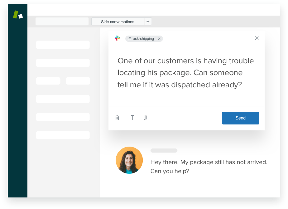 Envía una conversación secundaria en una cadena de tickets en Zendesk