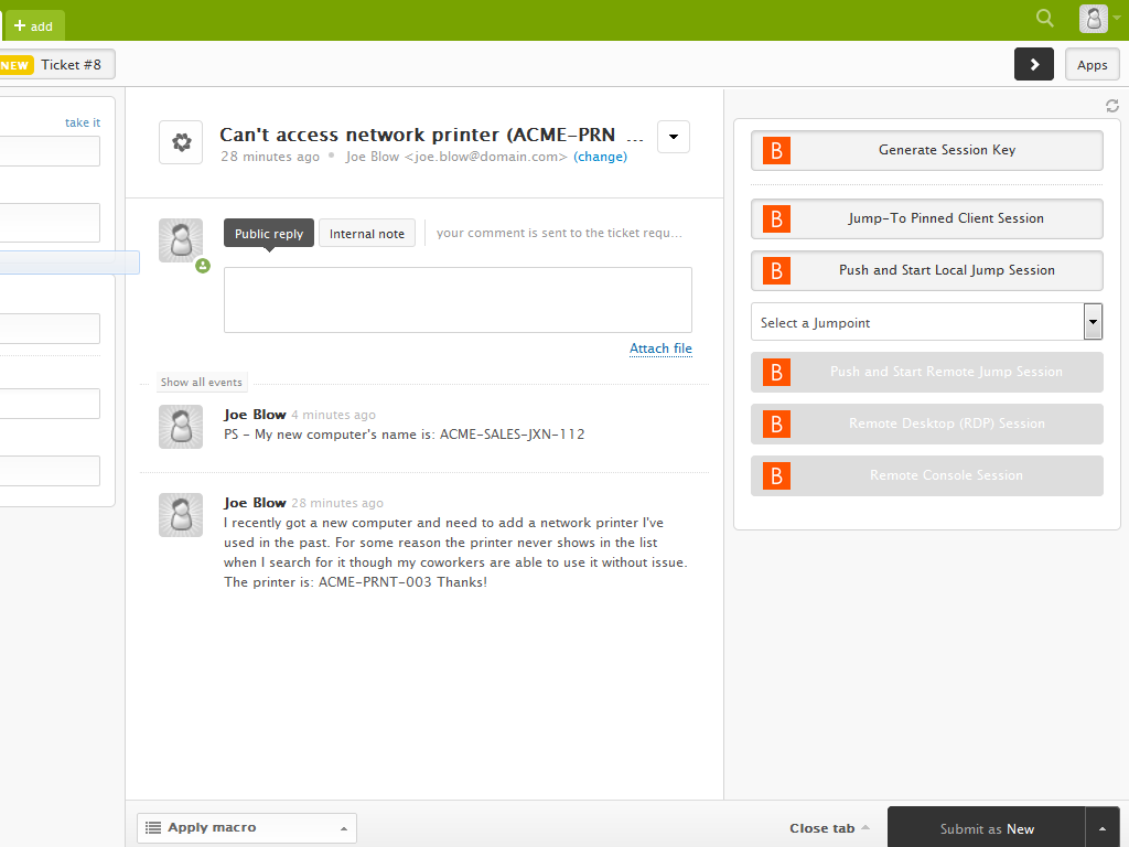 Bomgar Remote Support App Integration with Zendesk Support