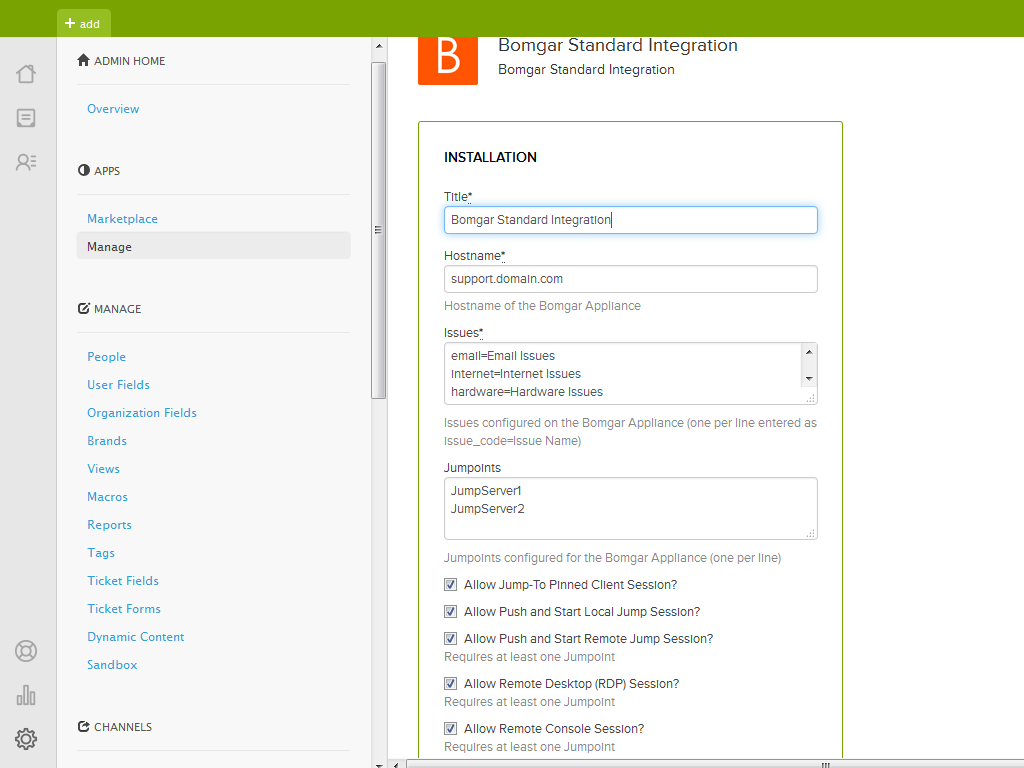 Bomgar Remote Support App Integration with Zendesk Support