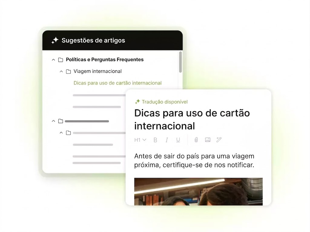 Exemplo de base de conhecimento com IA que melhora o autoatendimento e a resolução de problemas.