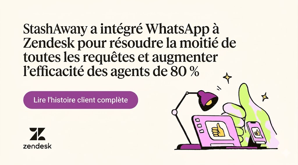 StashAway integrated WhatsApp with Zendesk to resolve half of all queries and boost agent efficiency by 80 percent.