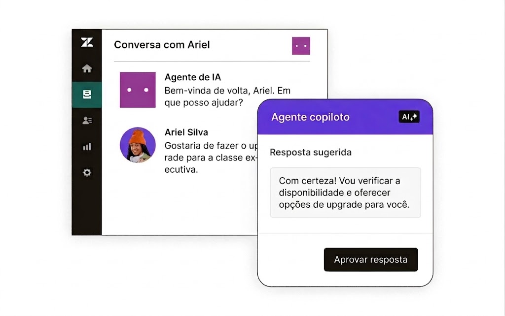 O copiloto de IA da Zendesk oferece respostas sugeridas e orientações para ajudar os agentes de help desk.