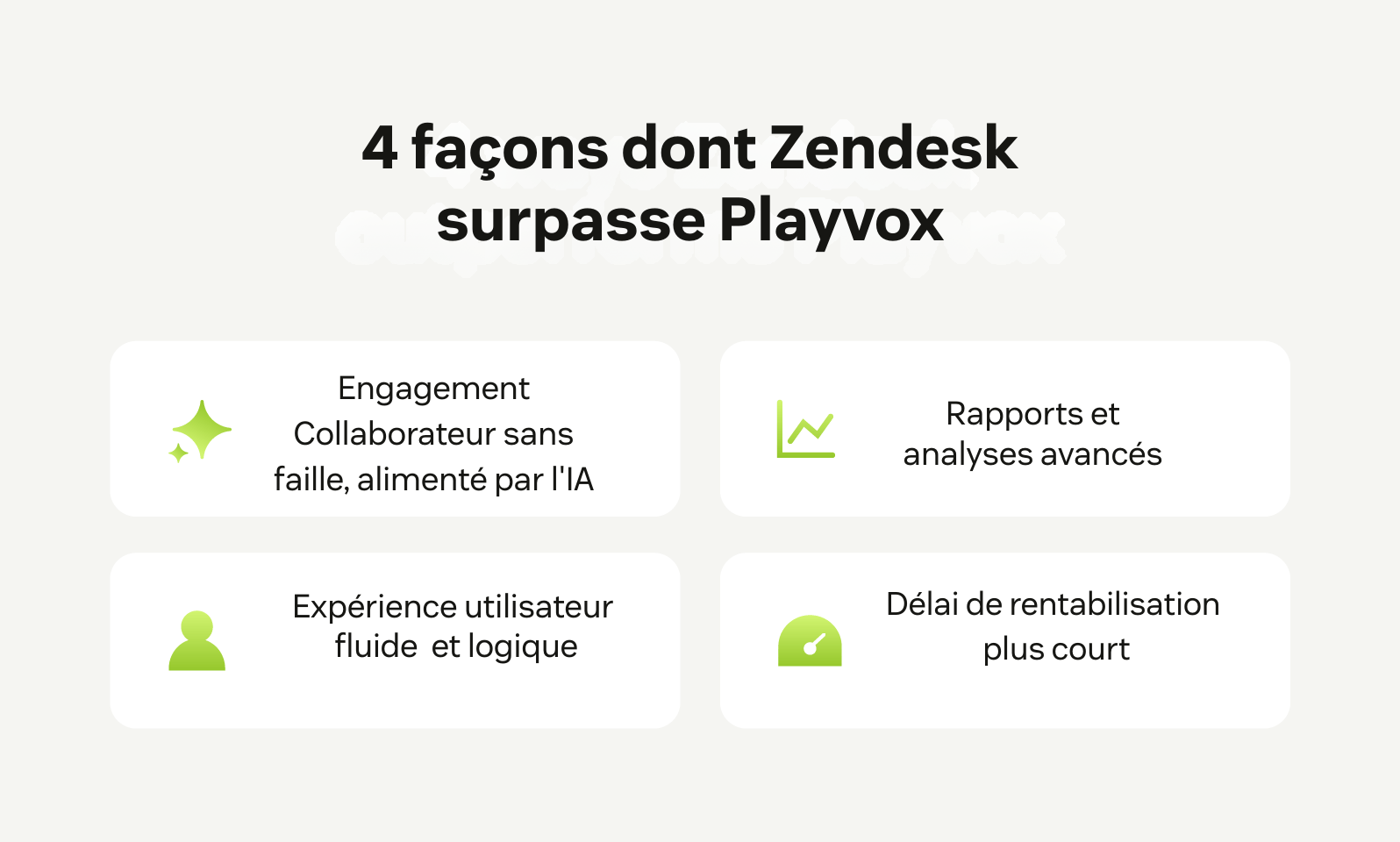 Quatre principaux avantages qui démontrent comment Zendesk surpasse Playvox.