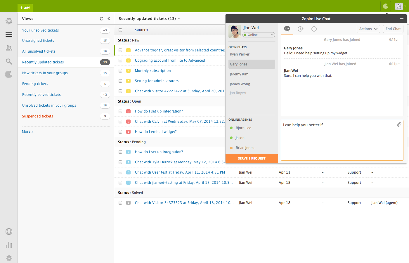 Zopim Chat Integrates with Zendesk - Zopim's Blog