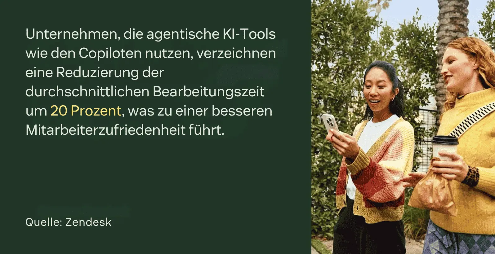 Unternehmen, die agentische KI-Tools wie den Copiloten nutzen, verzeichnen eine Reduzierung der durchschnittlichen Bearbeitungszeit um 20 Prozent, was zu einer besseren Mitarbeiterzufriedenheit führt