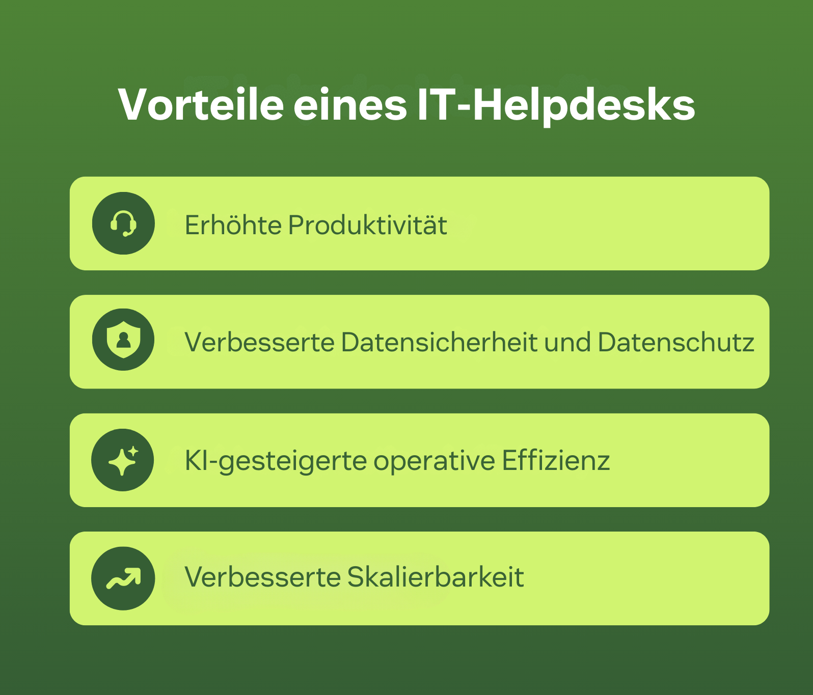 Grafik mit den Vorteilen eines IT-Helpdesks.