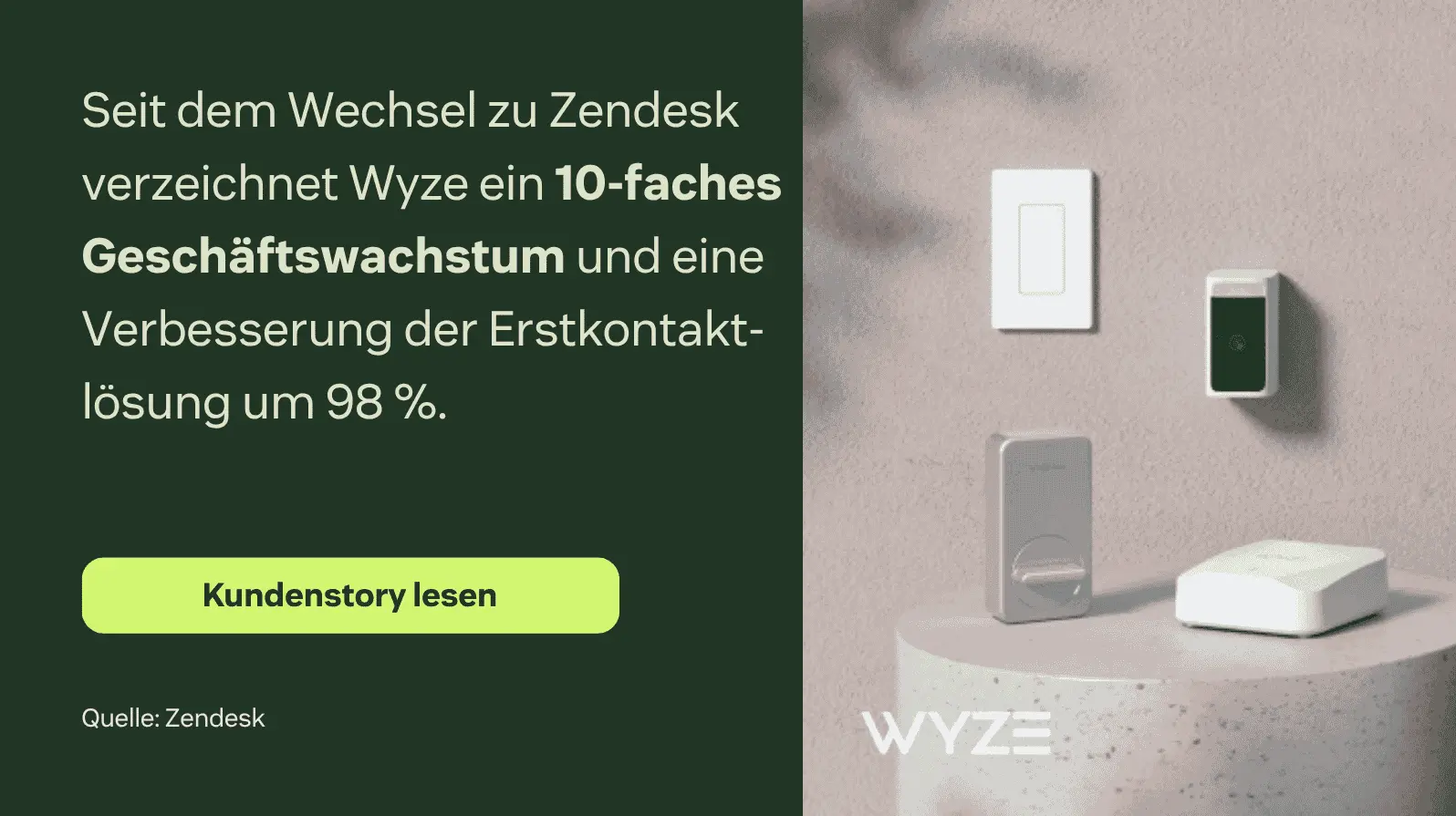 Seit dem Wechsel zu Zendesk verzeichnet Wyze ein 10-faches Geschäftswachstum und eine Verbesserung der Erstkontaktlösung um 98 %.