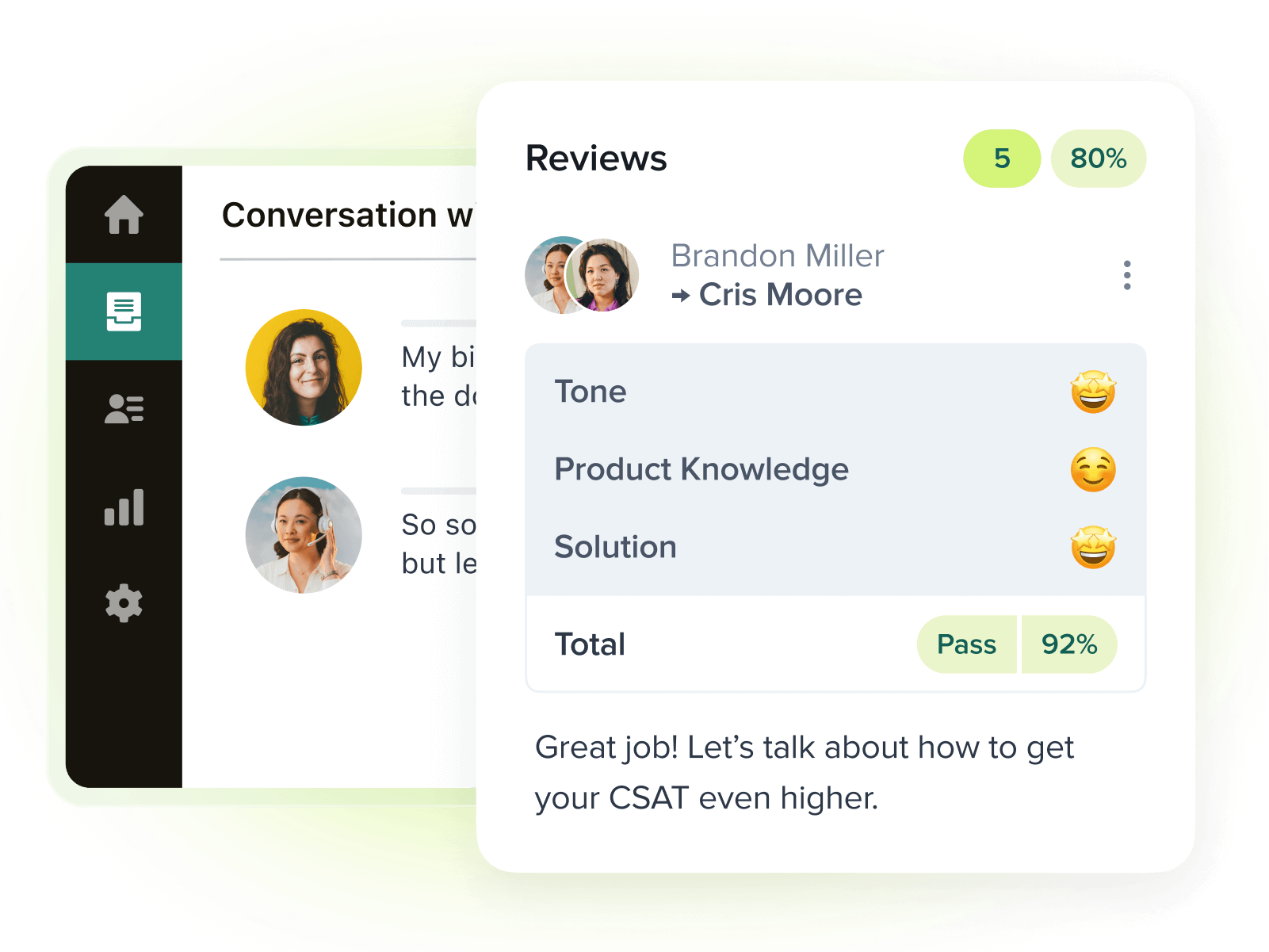 A product image of Zendesk AI agent QA.