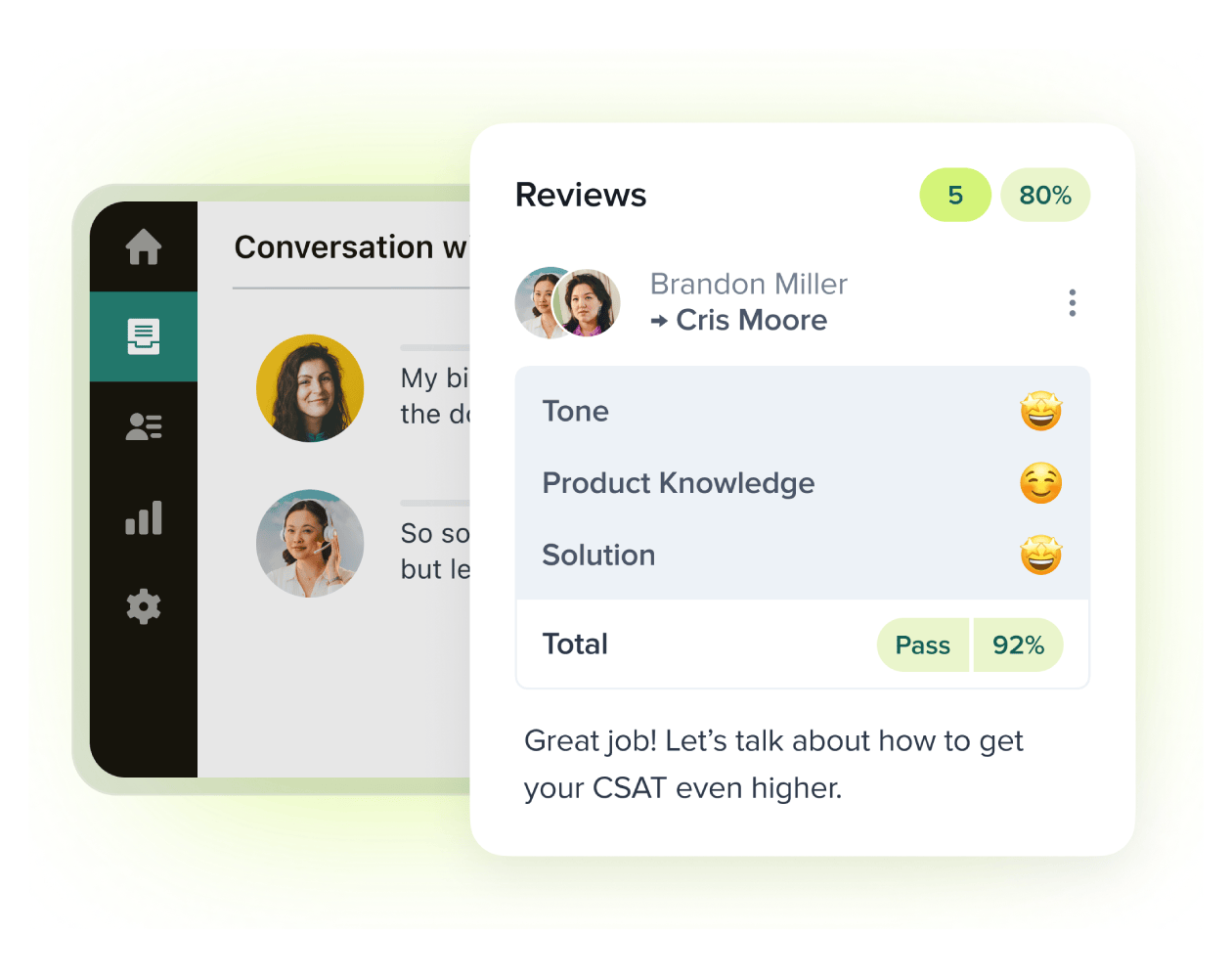 A product image of Zendesk QA software.