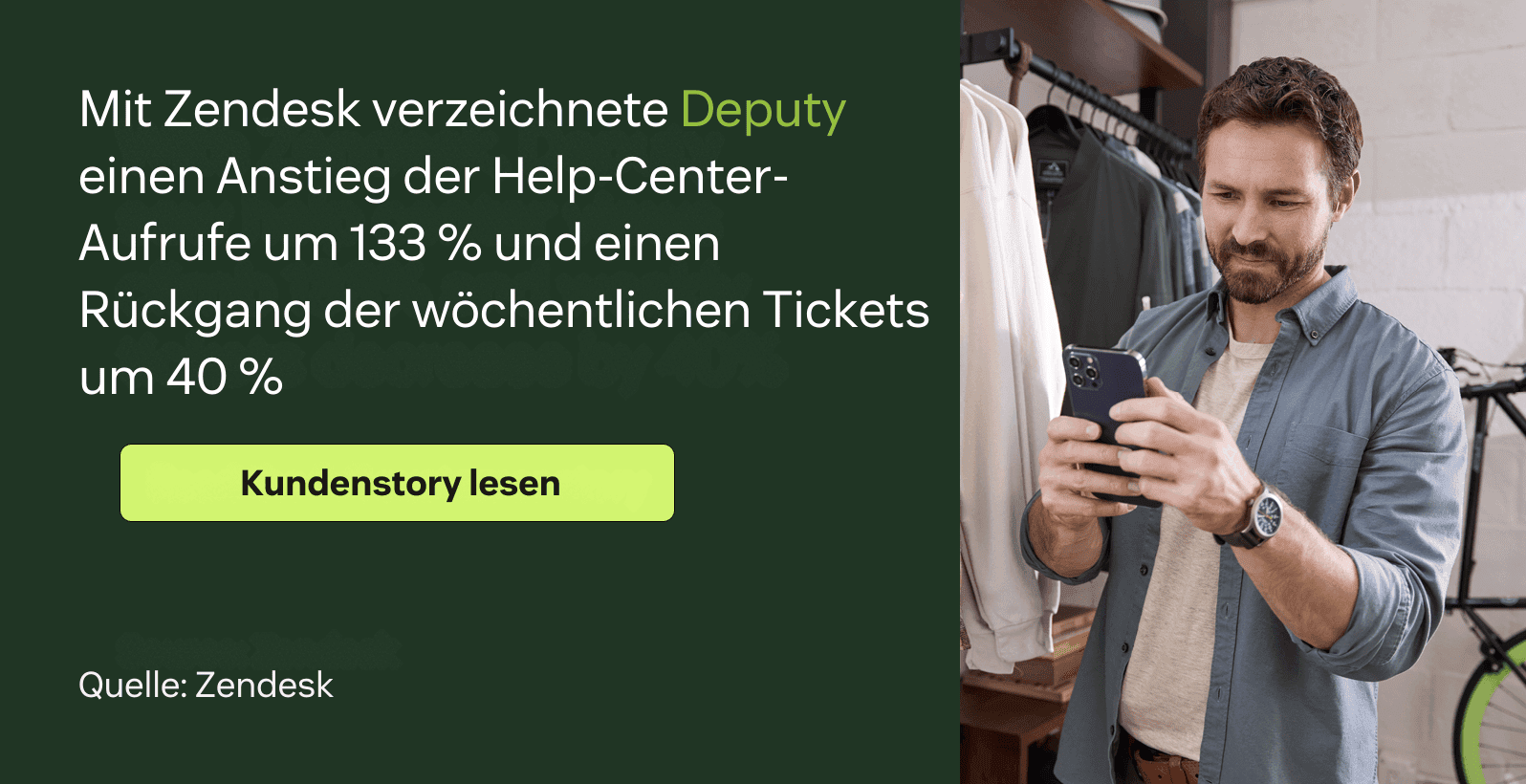 Mit Zendesk verzeichnete Deputy einen Anstieg der Help-Center-Aufrufe um 133 Prozent und einen Rückgang der wöchentlichen Tickets um 40 Prozent.