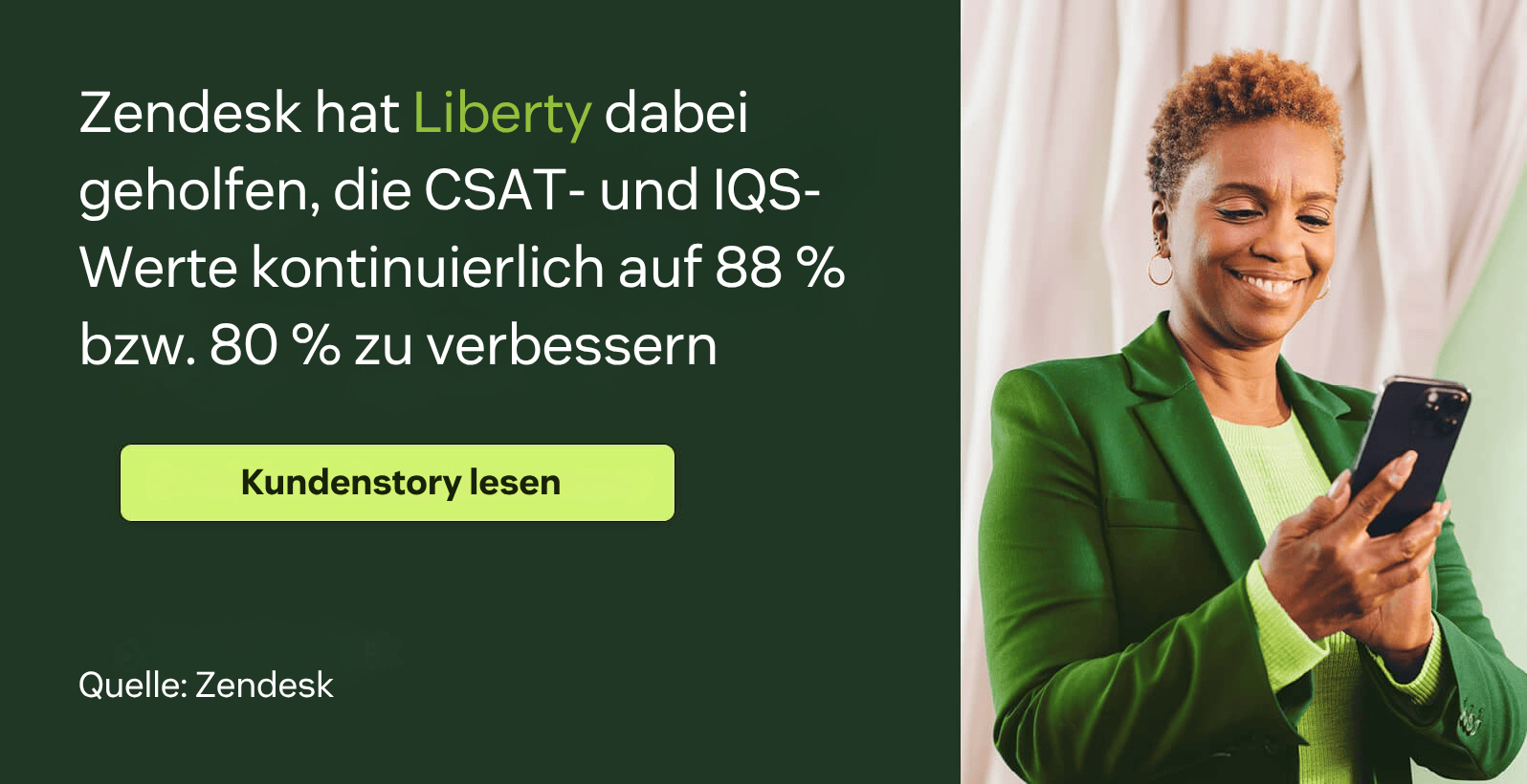 Zendesk half Liberty, CSAT und IQS konsequent auf 88 % bzw. 80 % zu steigern.