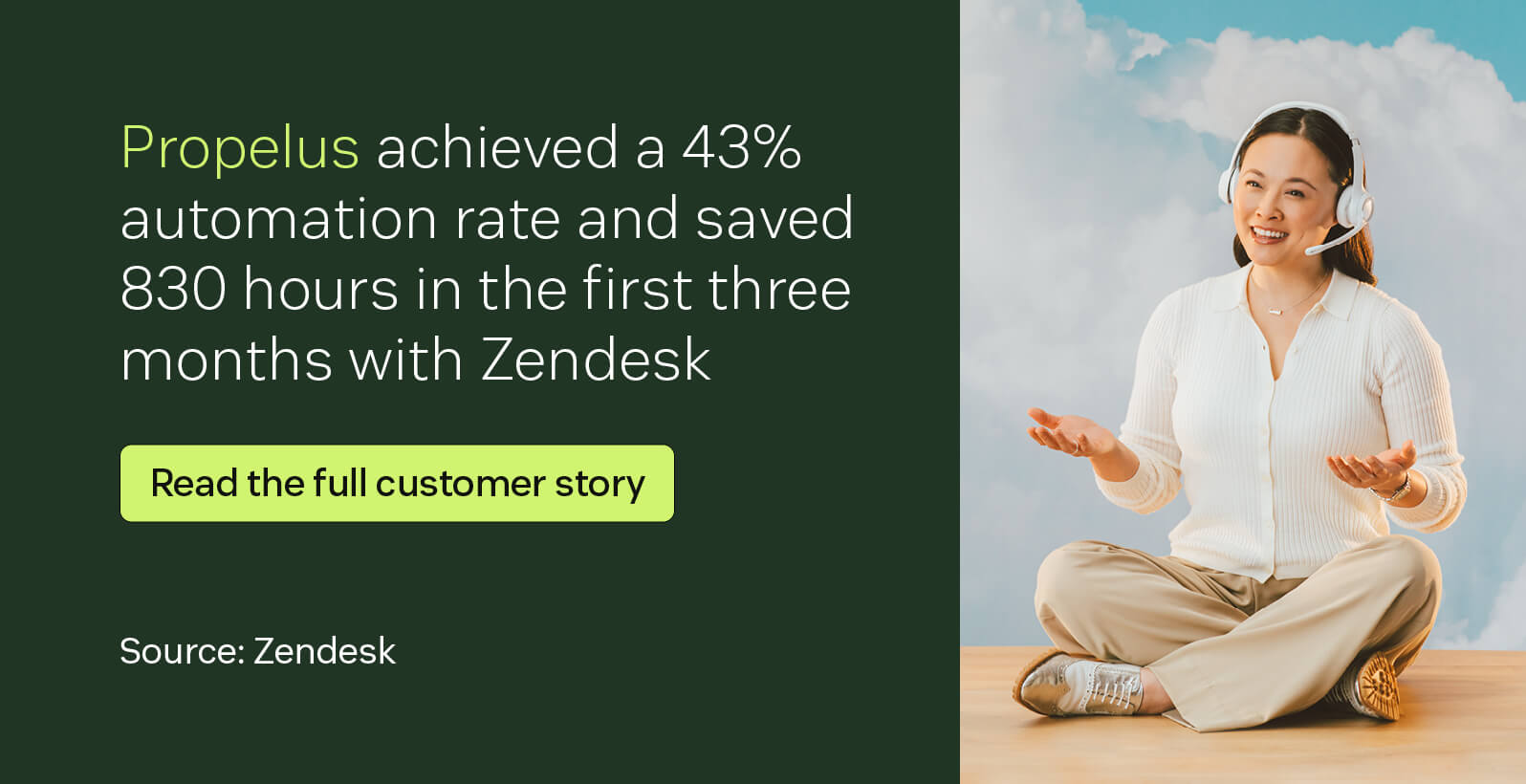 Propelus achieved a 43 percent automation rate and saved 830 hours in the first three months with Zendesk.