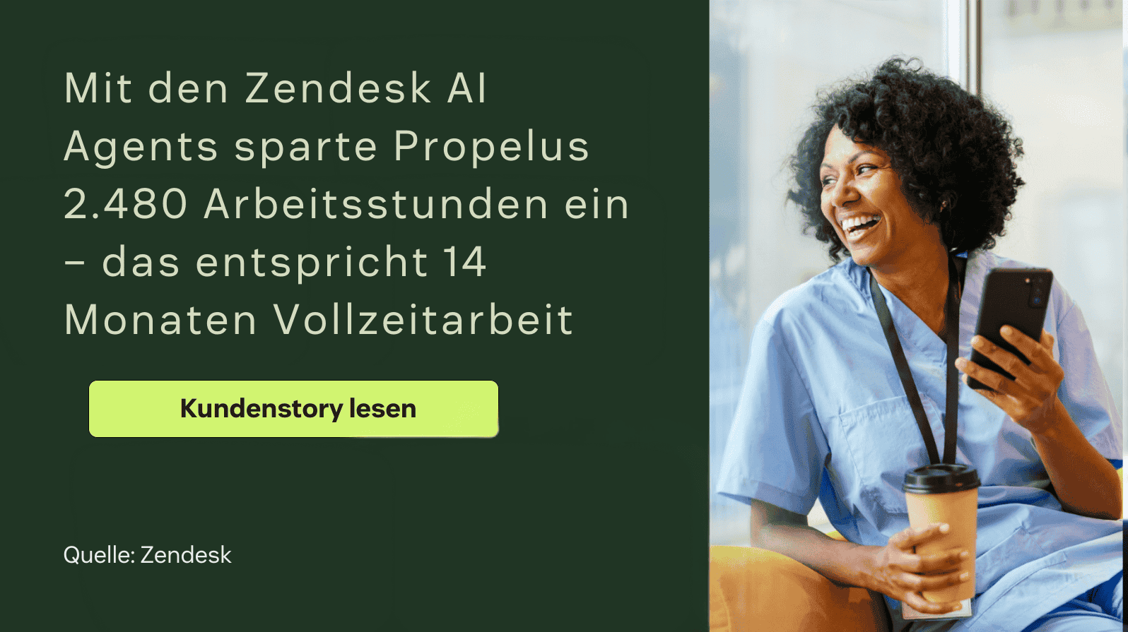 Mit den Zendesk AI Agents sparte Propelus 2.480 Arbeitsstunden – das entspricht 14 Monaten Vollzeitarbeit.