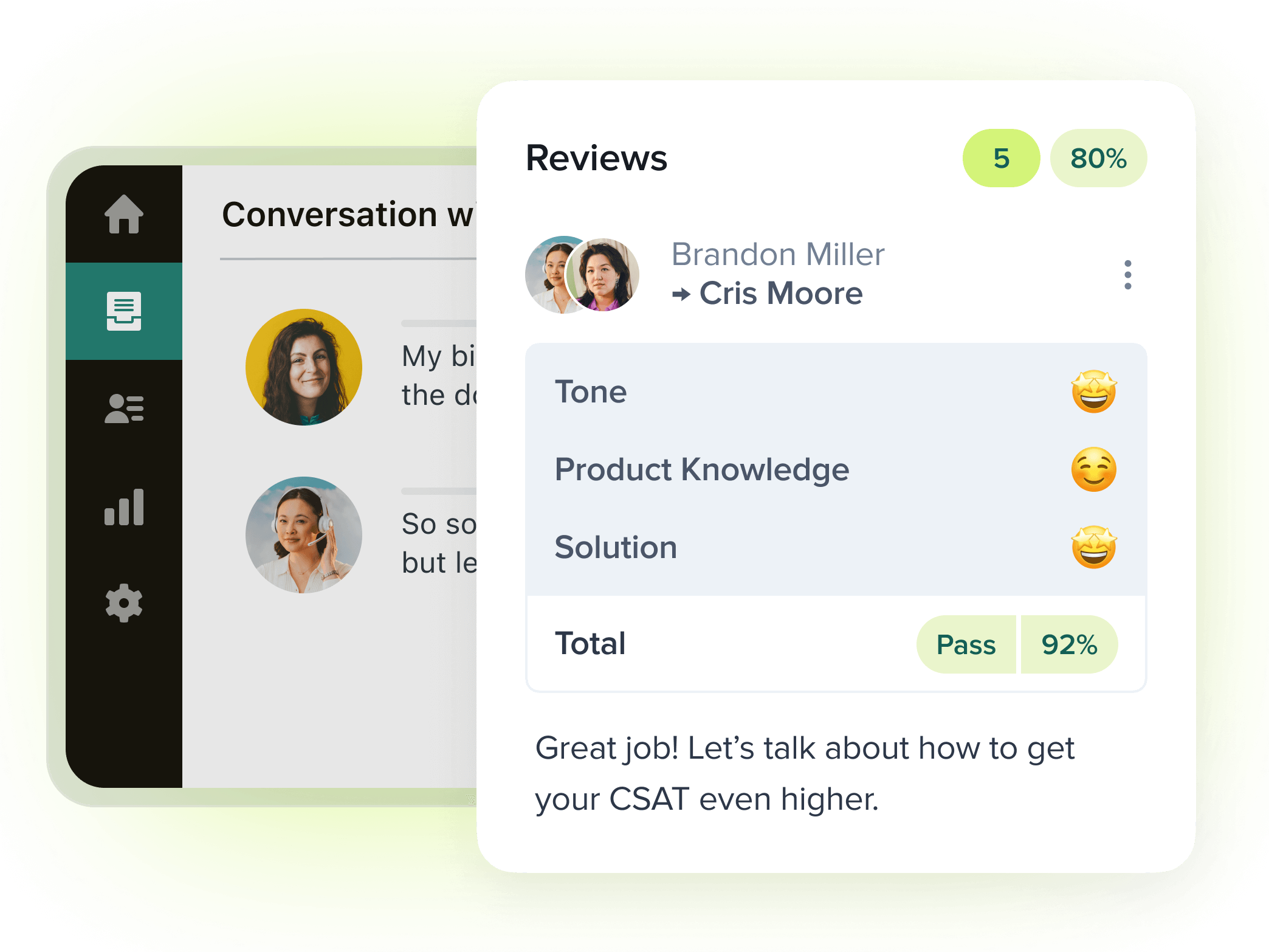 A product image of Zendesk QA.