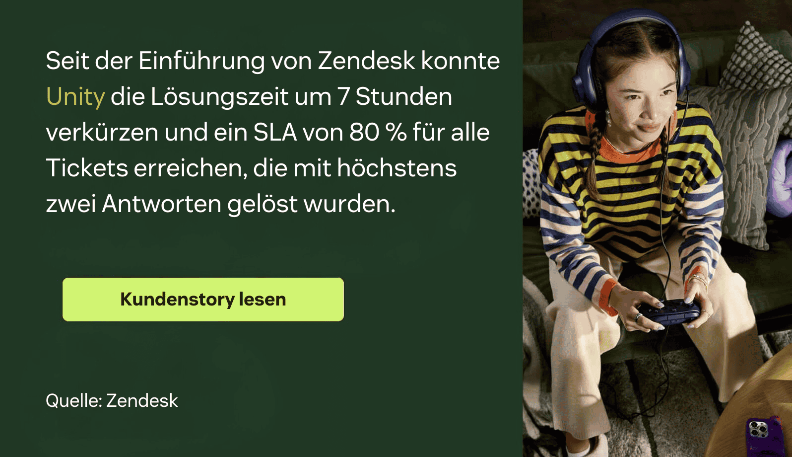 Zendesk half Unity, die monatlichen Self-Service-Lösungen um 25 Prozent zu steigern – mit 1,3 Mio. $ Kosteneinsparungen durch Self-Service.